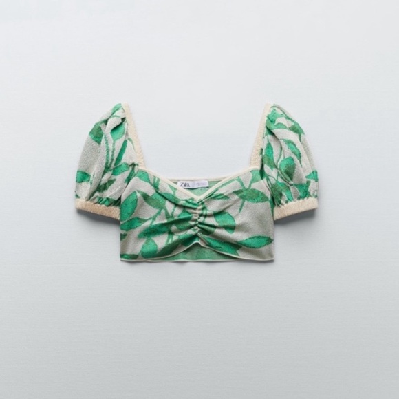 NWT leaf Zara cropped knit top - Picture 15 of 16